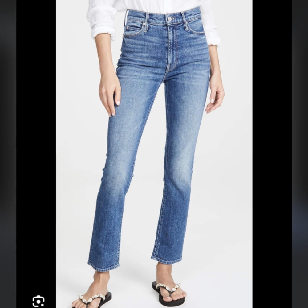 MOTHER Straight Leg Jeans in Medium Blue Wash